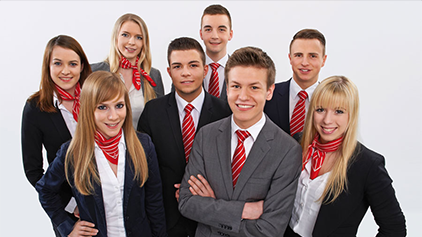 Auszubildende der Sparkasse Nürnberg auf einem Gruppenfoto.